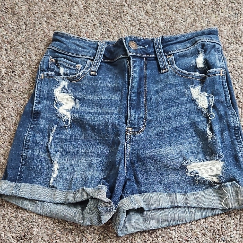 Hollister Blue Jean Shorts Distressed High-Waisted